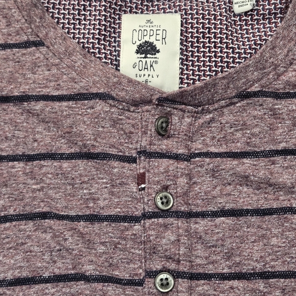 The Authentic Copper Oak Supply Mens‎ Purple And Black Striped XL Quarter Button - Picture 4 of 15